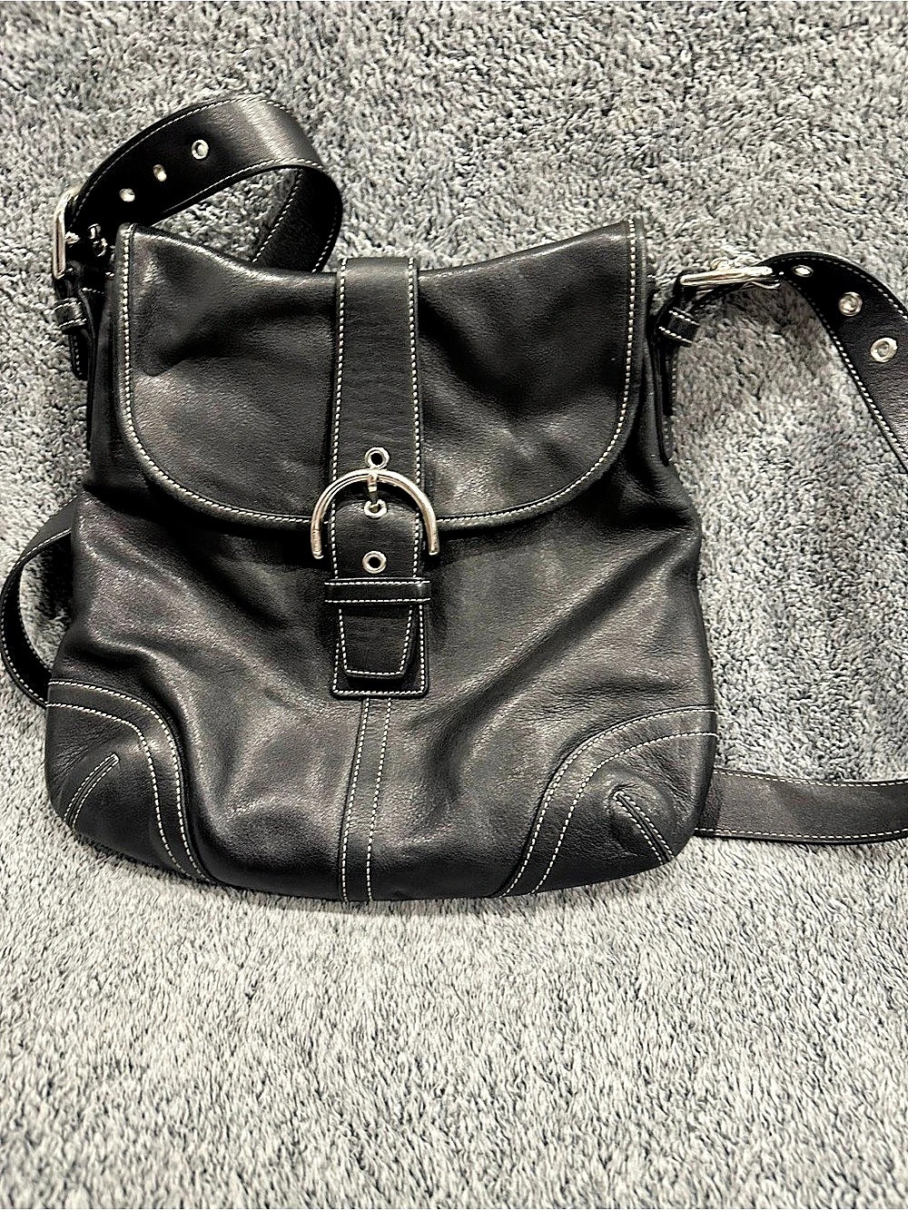 Coach Soho Legacy Buckle Flap Shoulder Bag Black Crossbody Bag